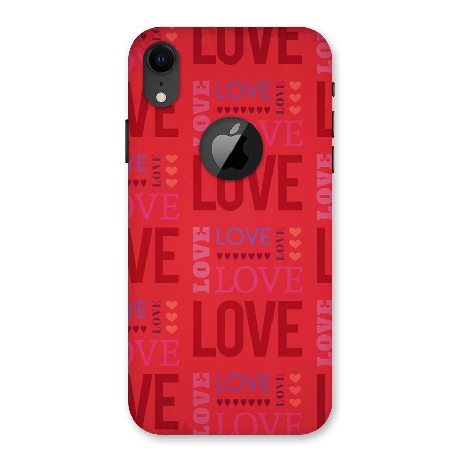 Love Pattern Back Case for iPhone XR Logo Cut