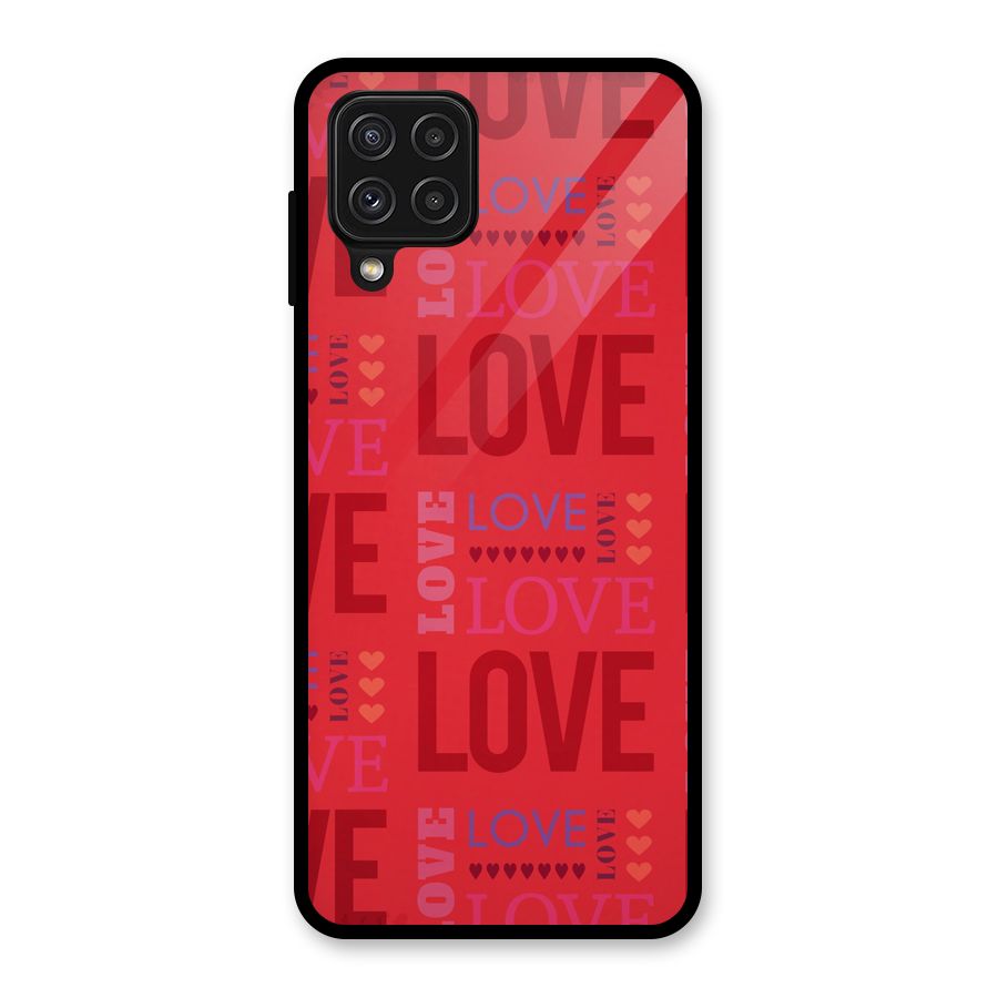 Love Pattern Glass Back Case for Galaxy A22 4G