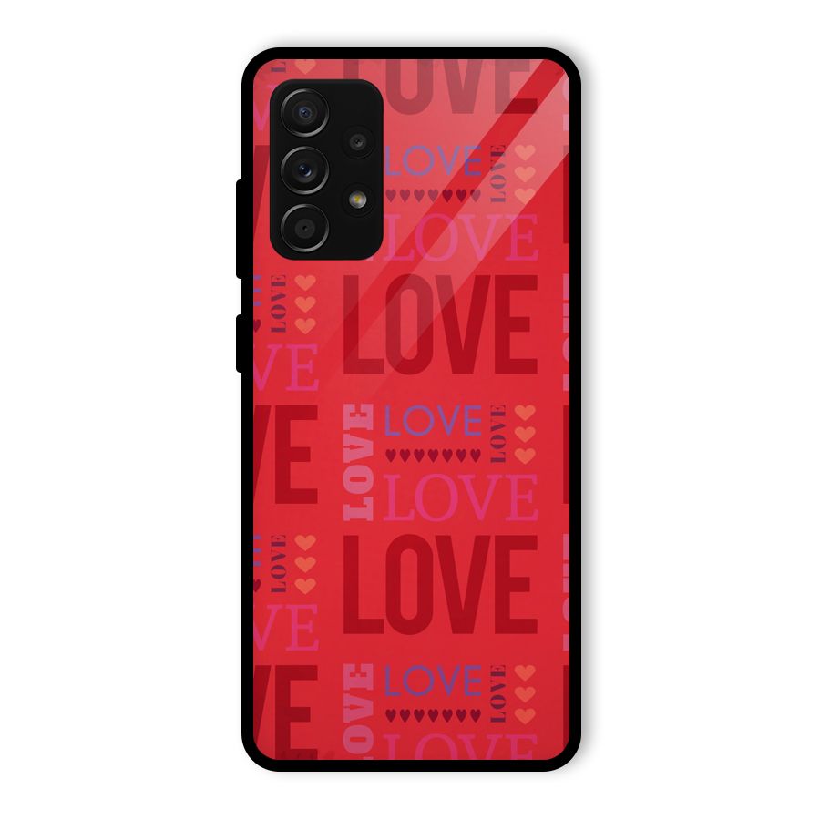 Love Pattern Glass Back Case for Galaxy A53 5G