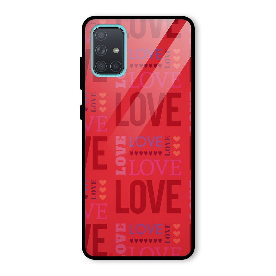 Love Pattern Glass Back Case for Galaxy A71