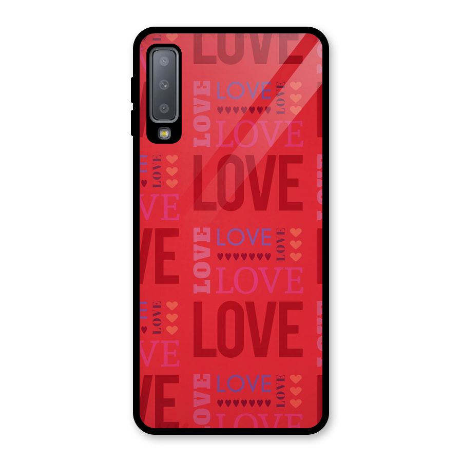 Love Pattern Glass Back Case for Galaxy A7 (2018)