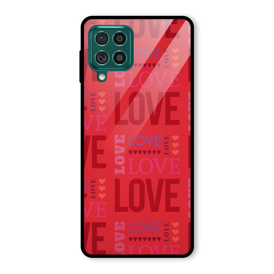 Love Pattern Glass Back Case for Galaxy F62