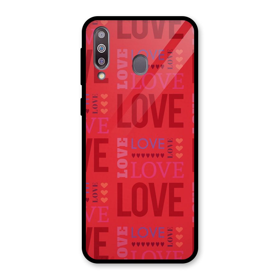 Love Pattern Glass Back Case for Galaxy M30