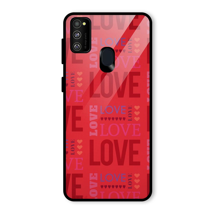 Love Pattern Glass Back Case for Galaxy M30s