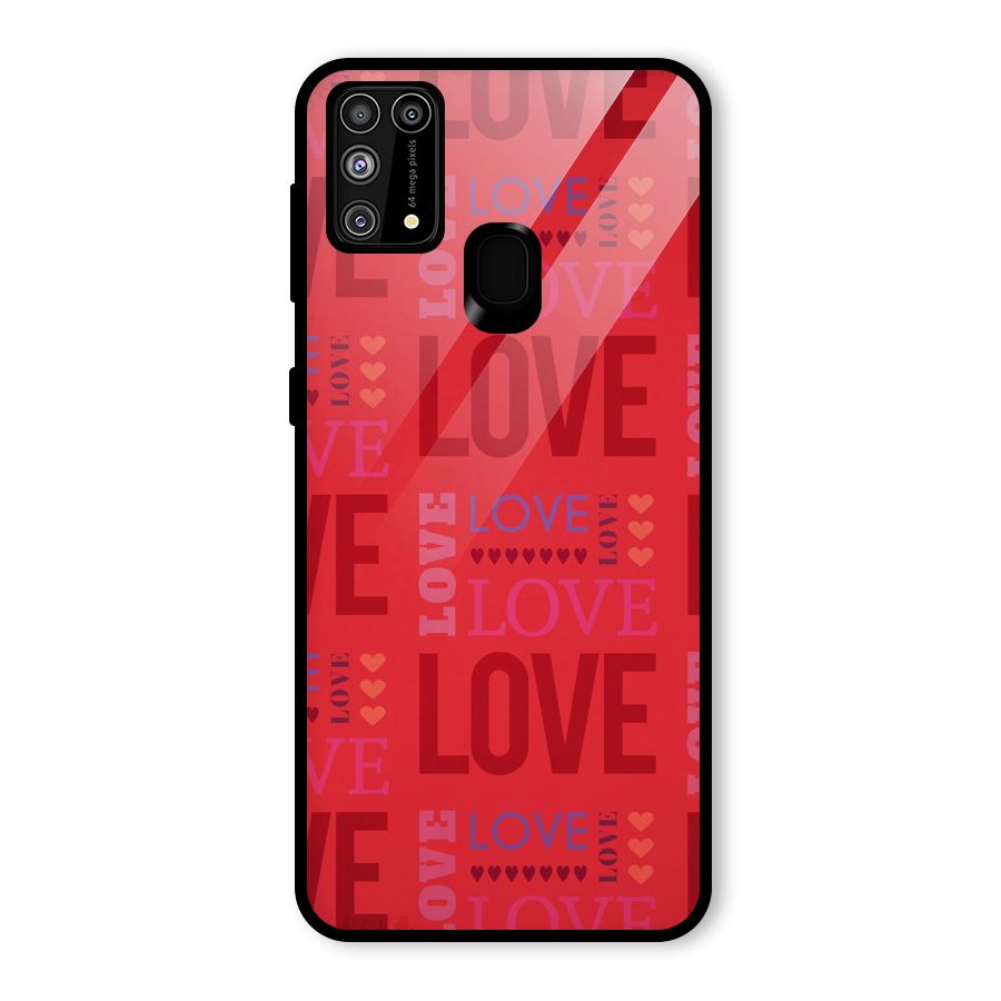 Love Pattern Glass Back Case for Galaxy M31