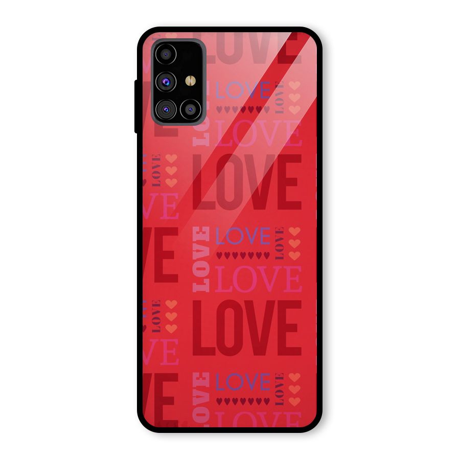 Love Pattern Glass Back Case for Galaxy M31s