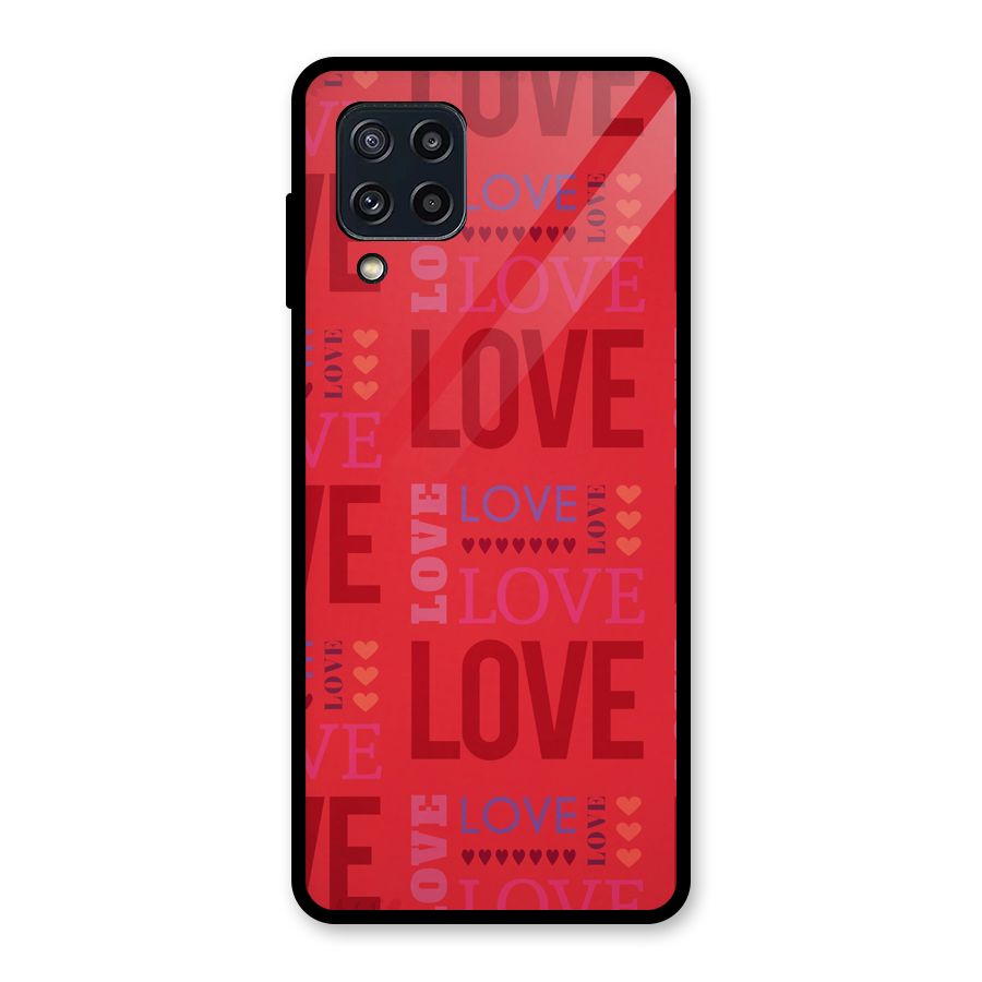 Love Pattern Glass Back Case for Galaxy M32