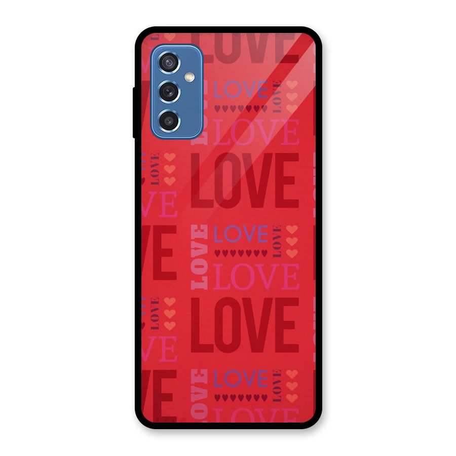 Love Pattern Glass Back Case for Galaxy M52 5G