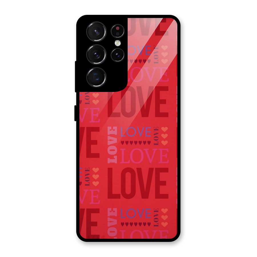 Love Pattern Glass Back Case for Galaxy S21 Ultra 5G