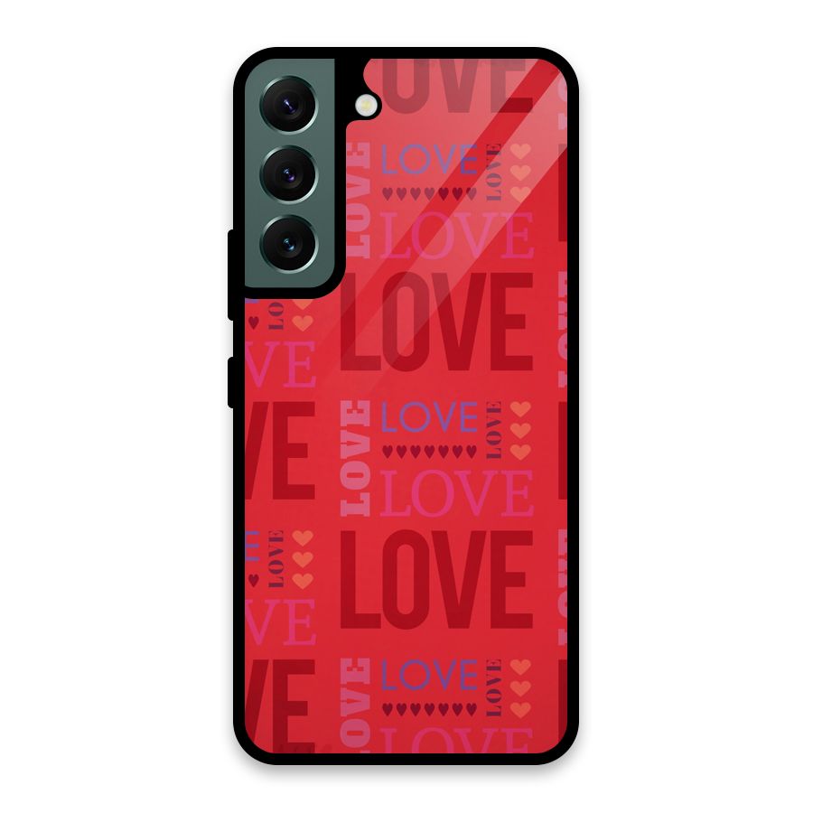 Love Pattern Glass Back Case for Galaxy S22 5G