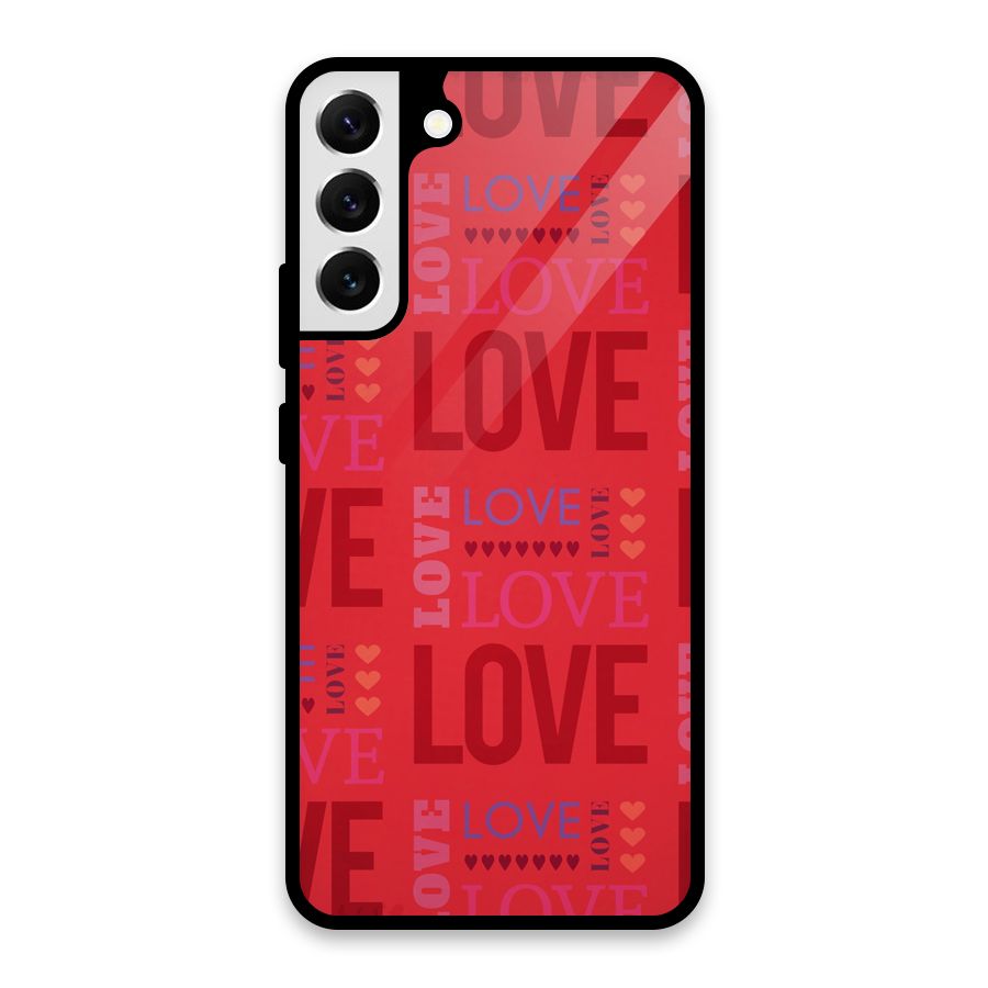 Love Pattern Glass Back Case for Galaxy S22 Plus 5G
