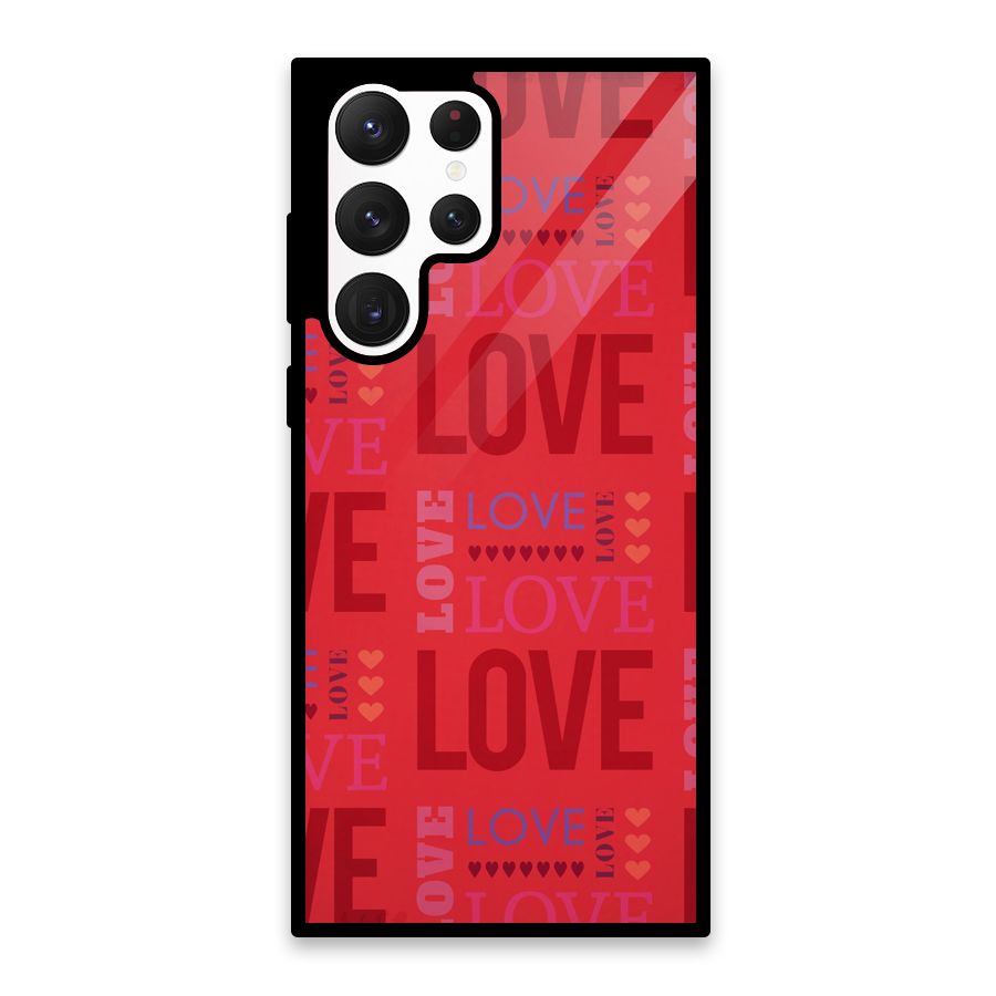 Love Pattern Glass Back Case for Galaxy S22 Ultra 5G