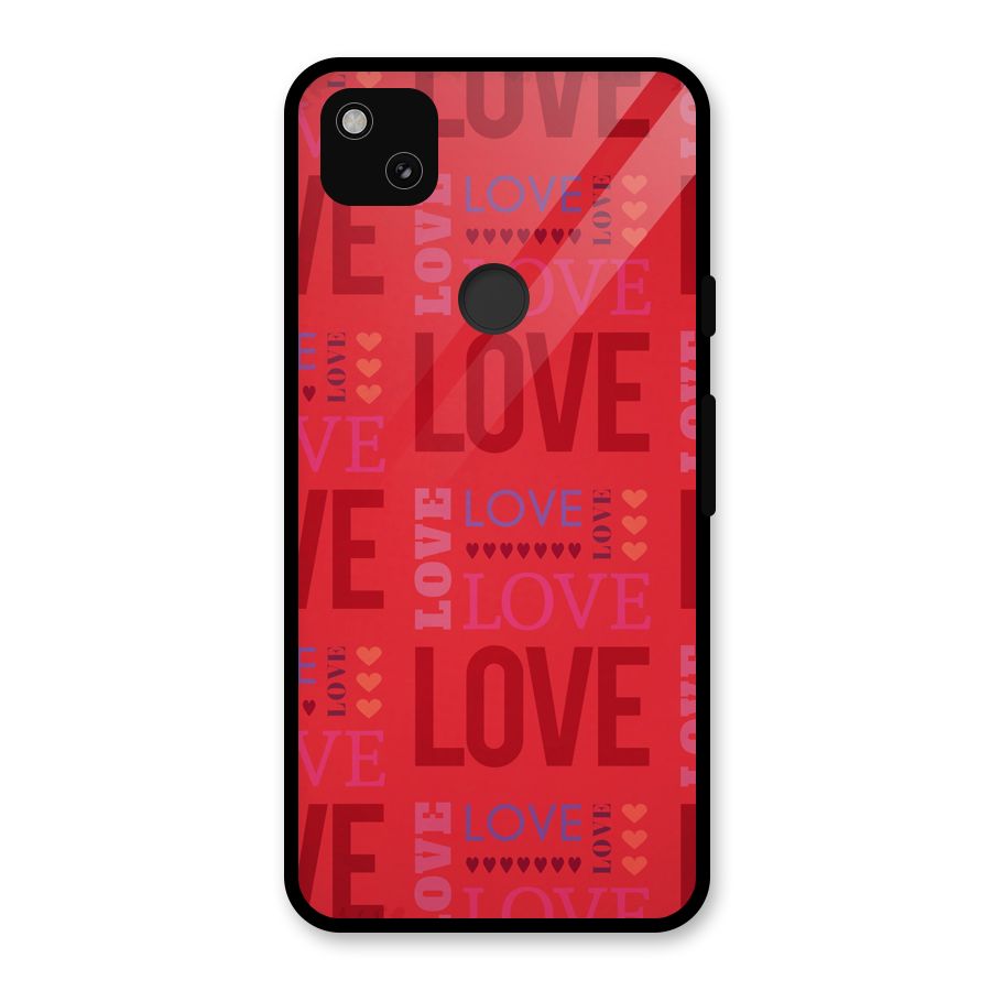 Love Pattern Glass Back Case for Google Pixel 4a