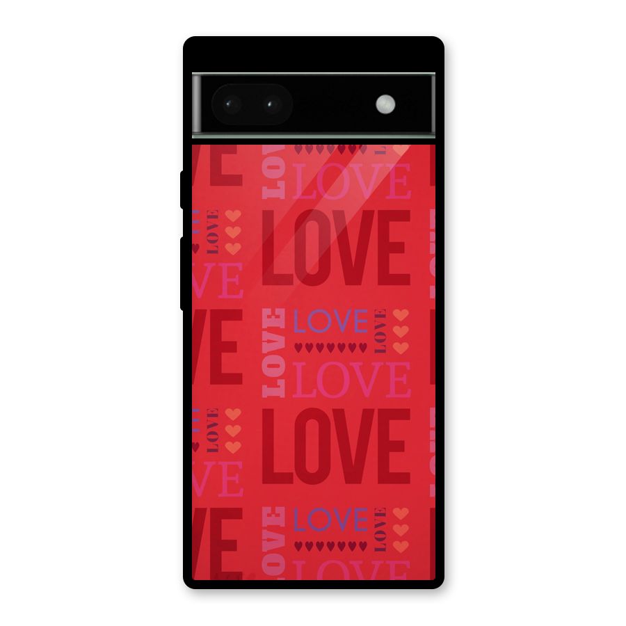 Love Pattern Glass Back Case for Google Pixel 6a