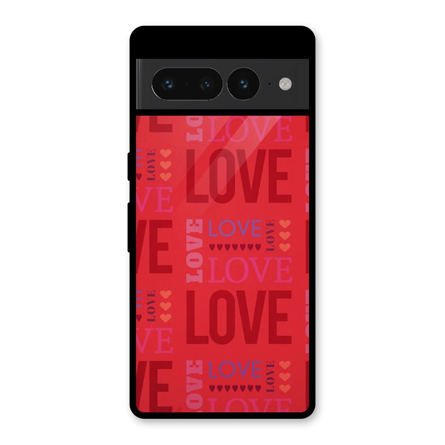 Love Pattern Glass Back Case for Google Pixel 7 Pro