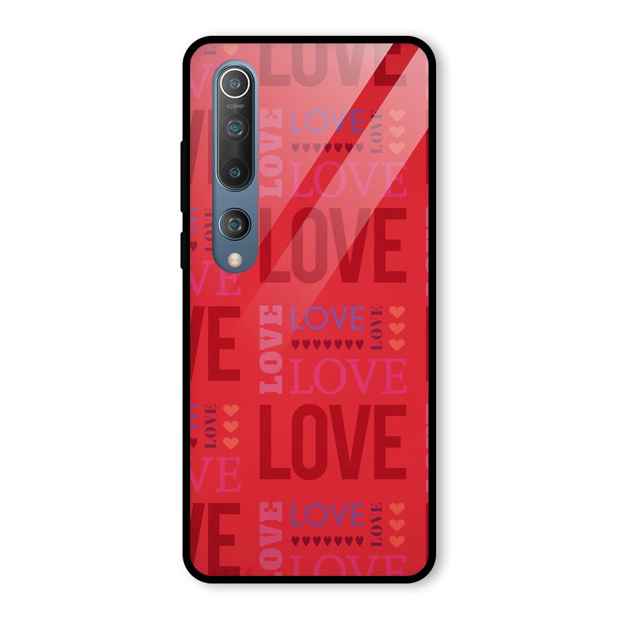 Love Pattern Glass Back Case for Mi 10