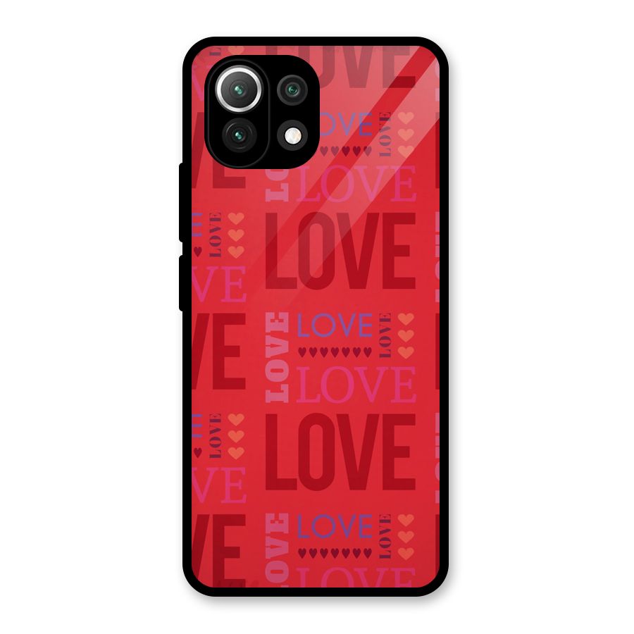 Love Pattern Glass Back Case for Mi 11 Lite
