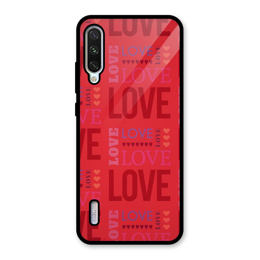 Love Pattern Glass Back Case for Mi A3