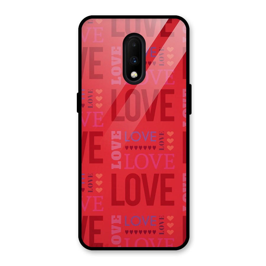 Love Pattern Glass Back Case for OnePlus 7
