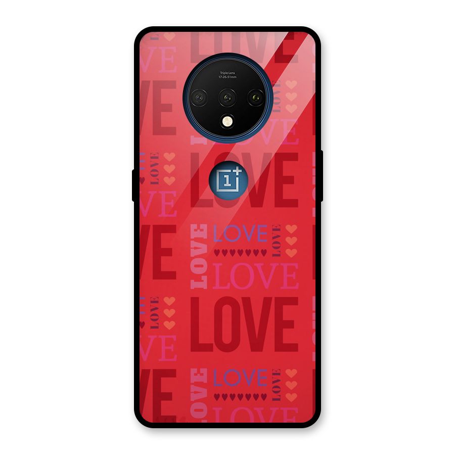 Love Pattern Glass Back Case for OnePlus 7T