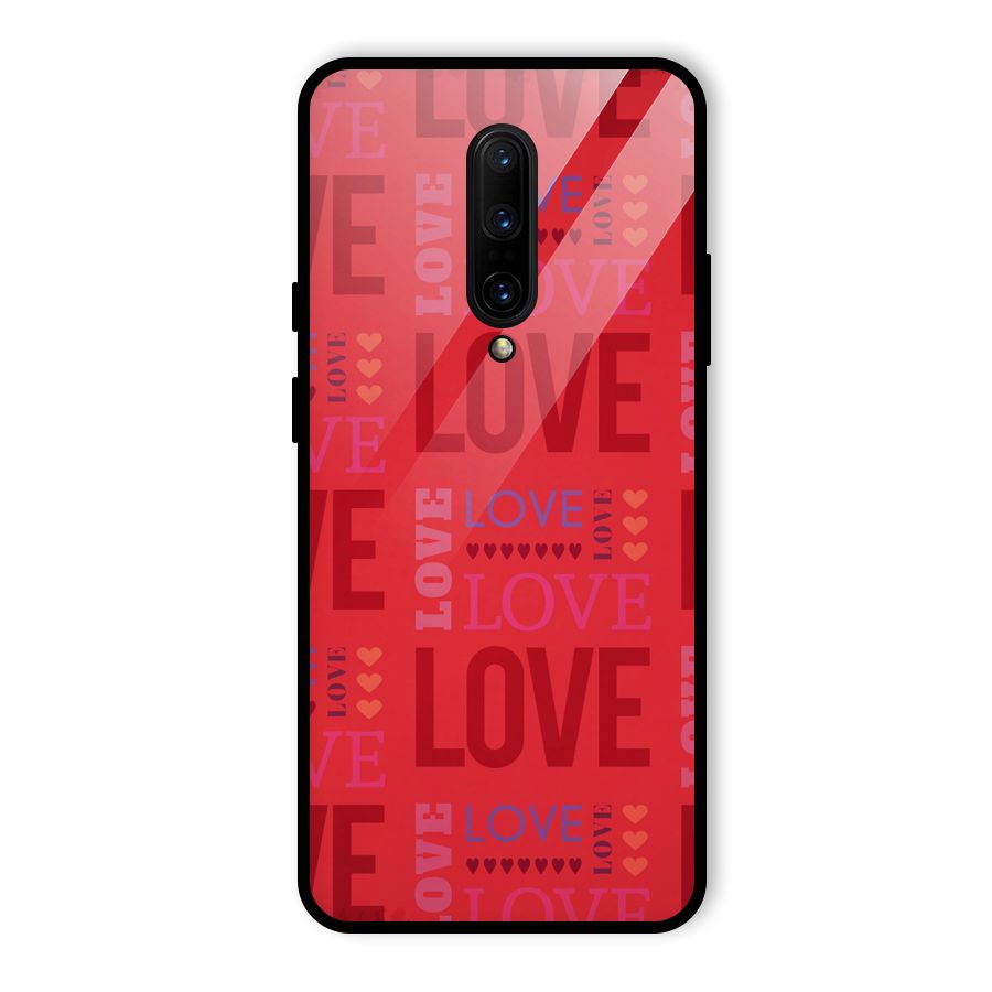 Love Pattern Glass Back Case for OnePlus 7 Pro