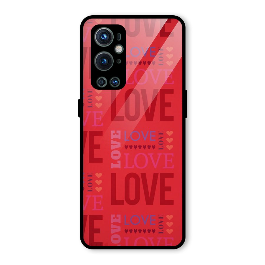 Love Pattern Glass Back Case for OnePlus 9 Pro