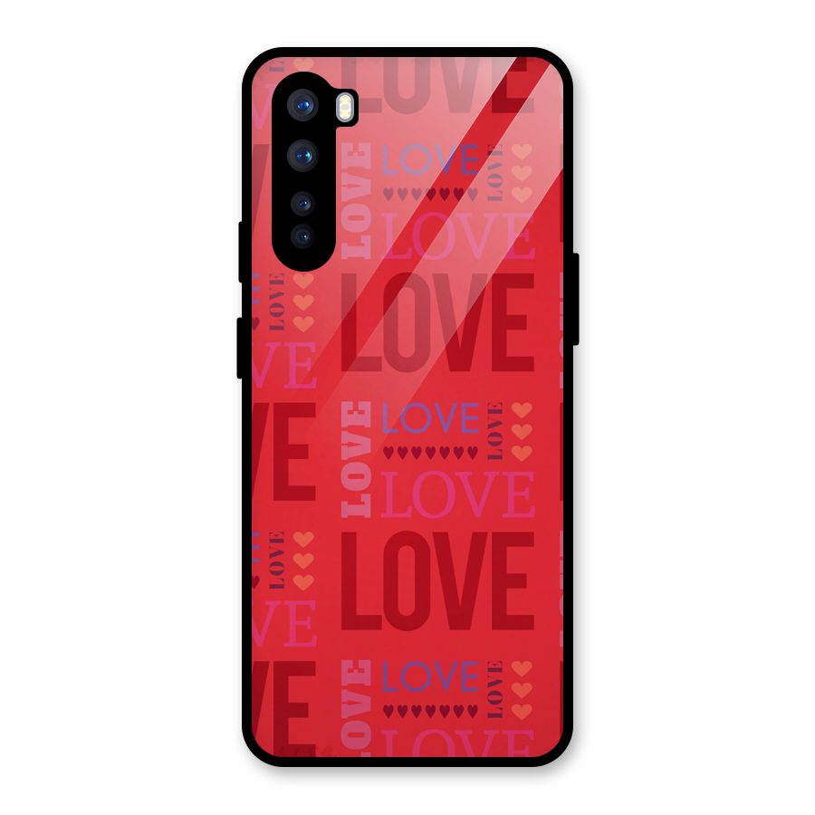 Love Pattern Glass Back Case for OnePlus Nord