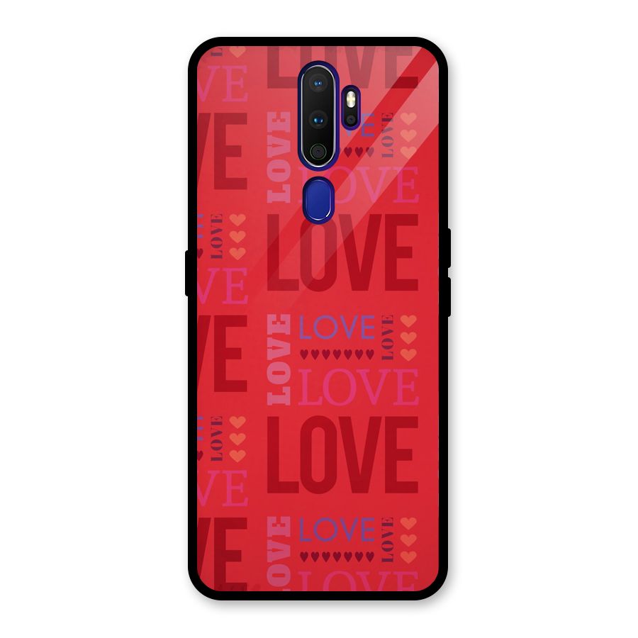 Love Pattern Glass Back Case for Oppo A9 (2020)