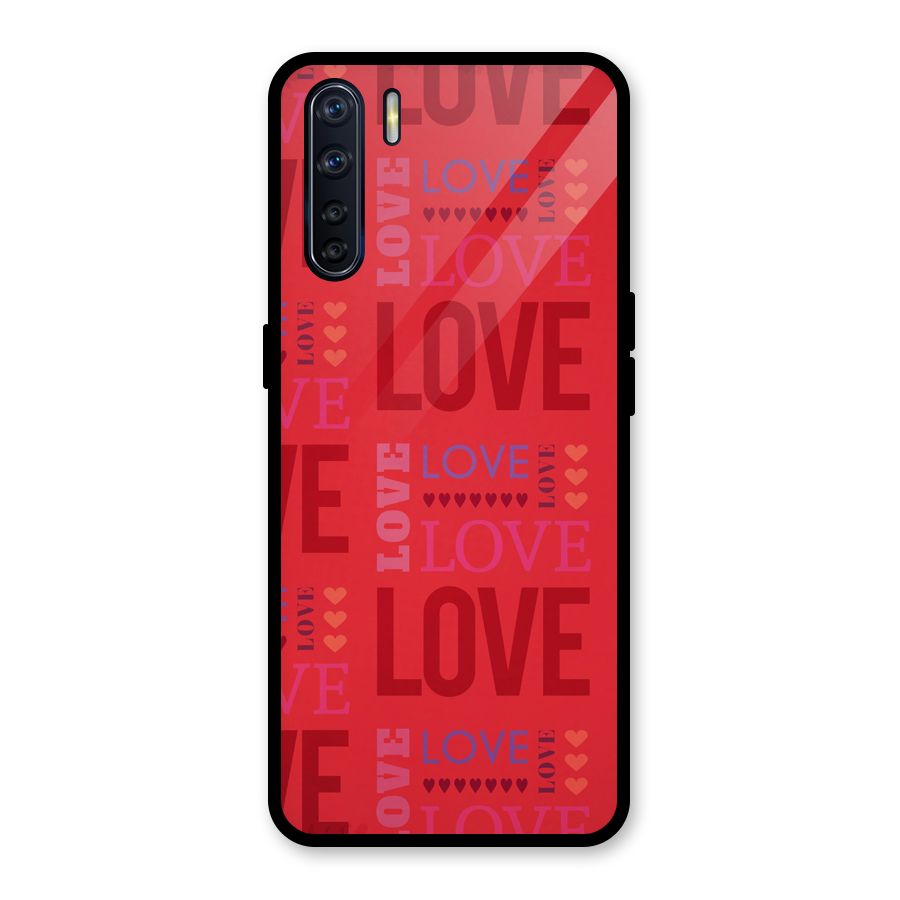 Love Pattern Glass Back Case for Oppo F15