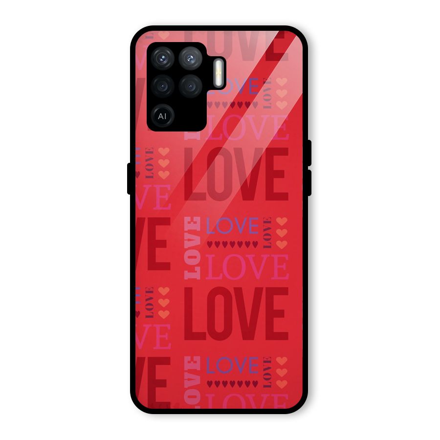 Love Pattern Glass Back Case for Oppo F19 Pro
