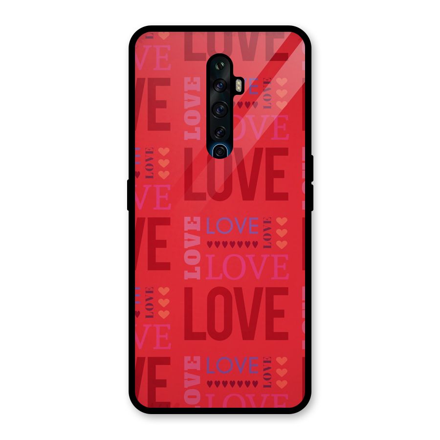 Love Pattern Glass Back Case for Oppo Reno2 F