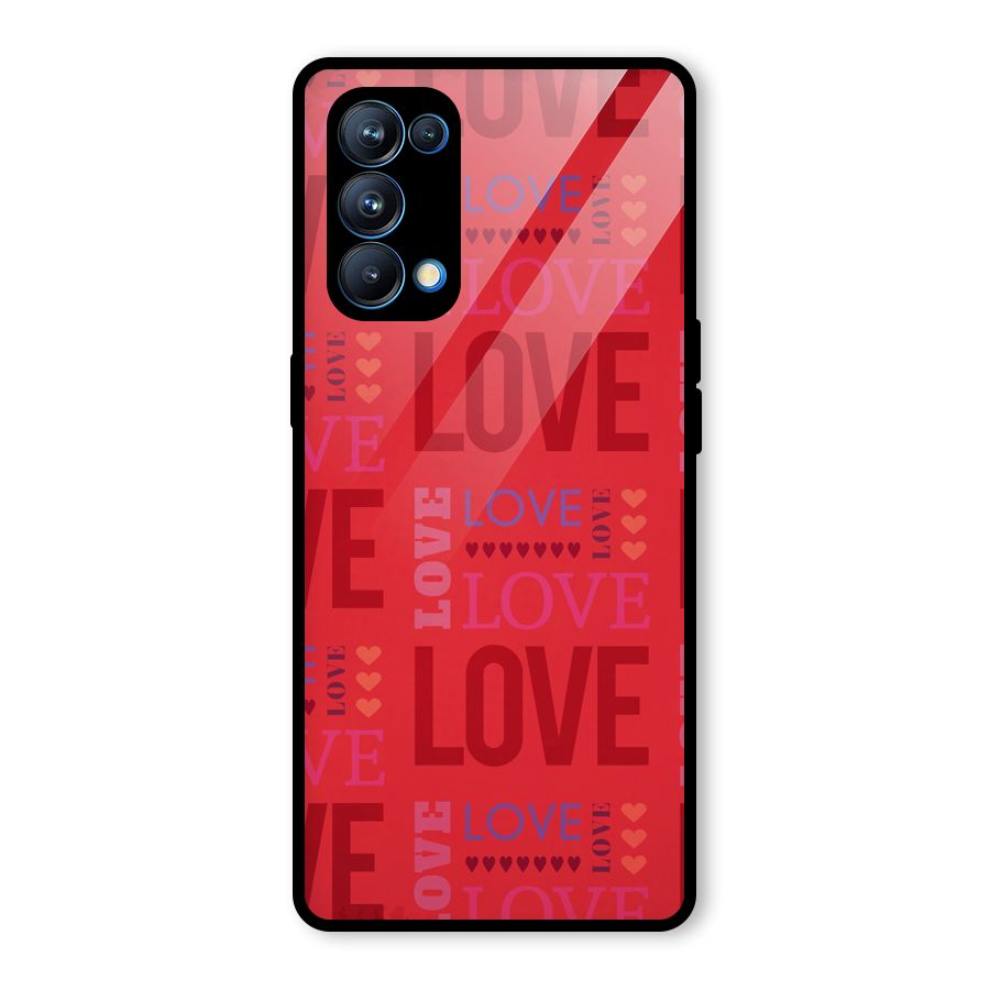 Love Pattern Glass Back Case for Oppo Reno5 Pro 5G