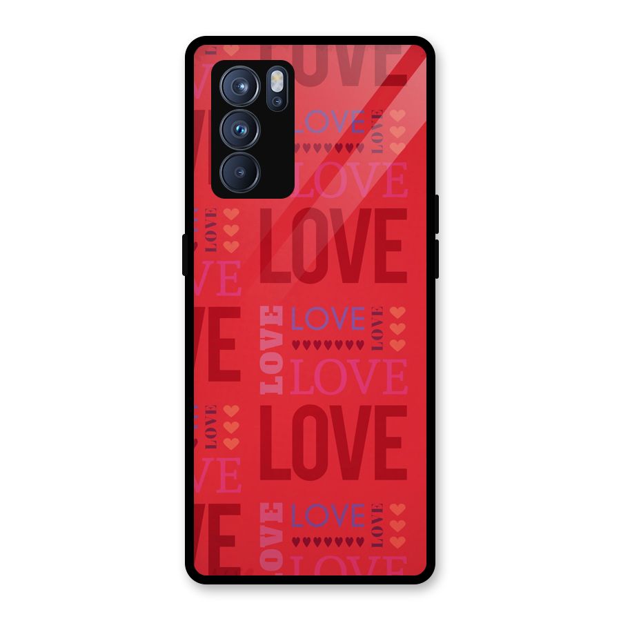 Love Pattern Glass Back Case for Oppo Reno6 Pro 5G