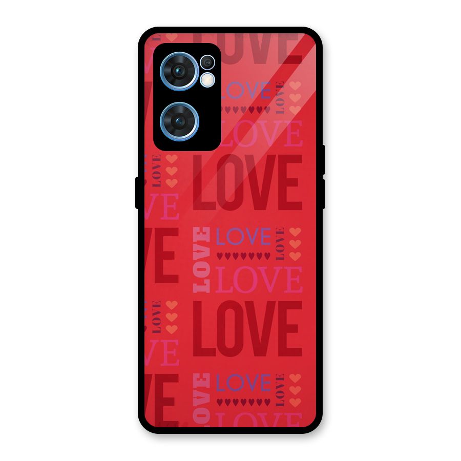 Love Pattern Glass Back Case for Oppo Reno7 5G