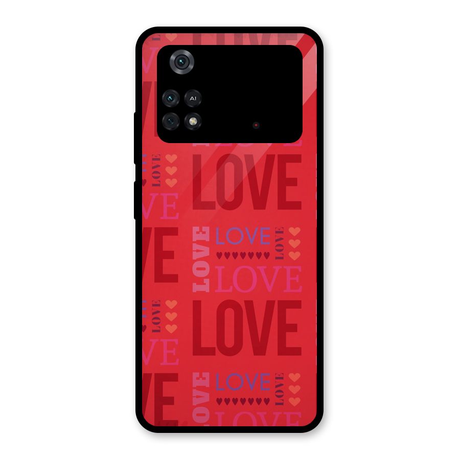 Love Pattern Glass Back Case for Poco M4 Pro 4G