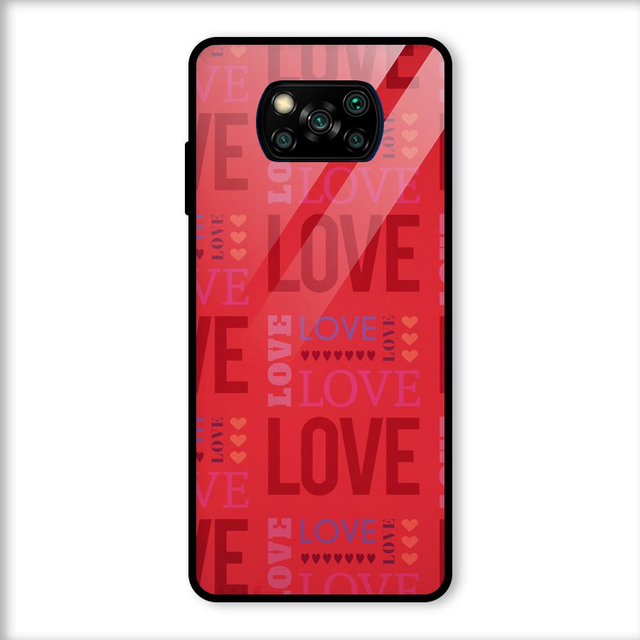 Love Pattern Glass Back Case for Poco X3