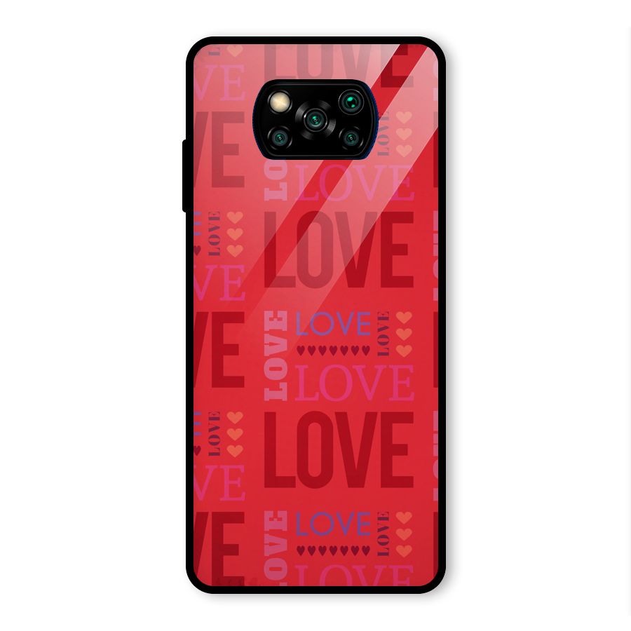 Love Pattern Glass Back Case for Poco X3 Pro
