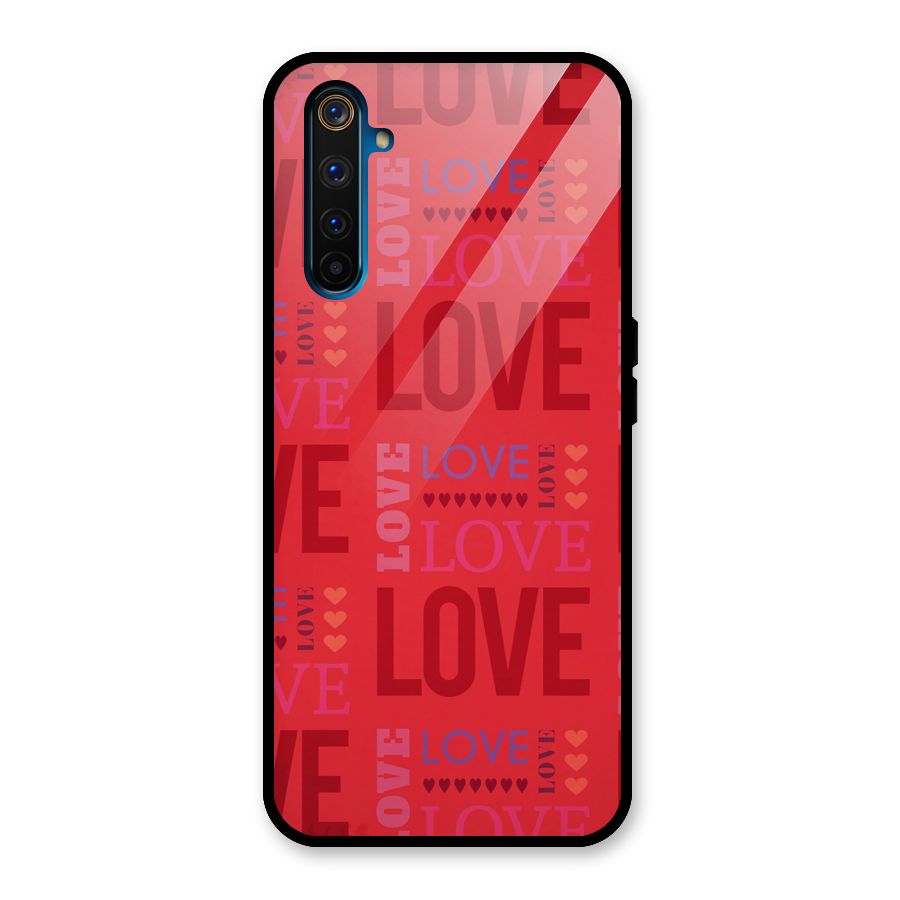 Love Pattern Glass Back Case for Realme 6 Pro