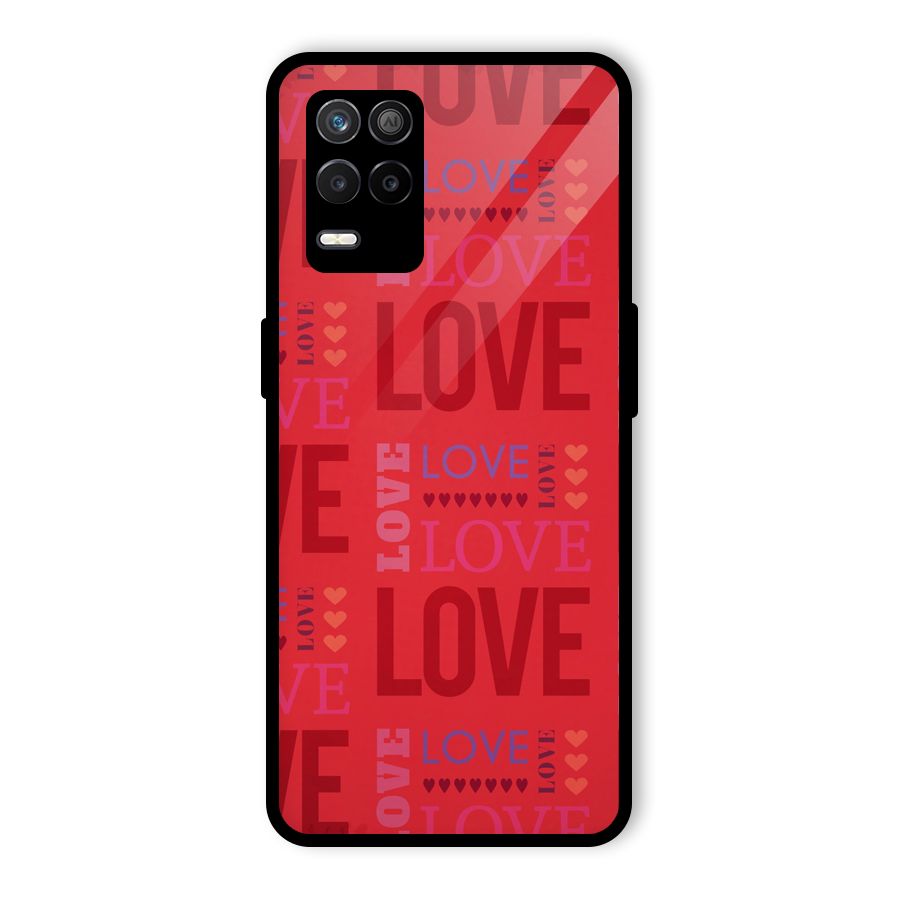 Love Pattern Glass Back Case for Realme 8 5G