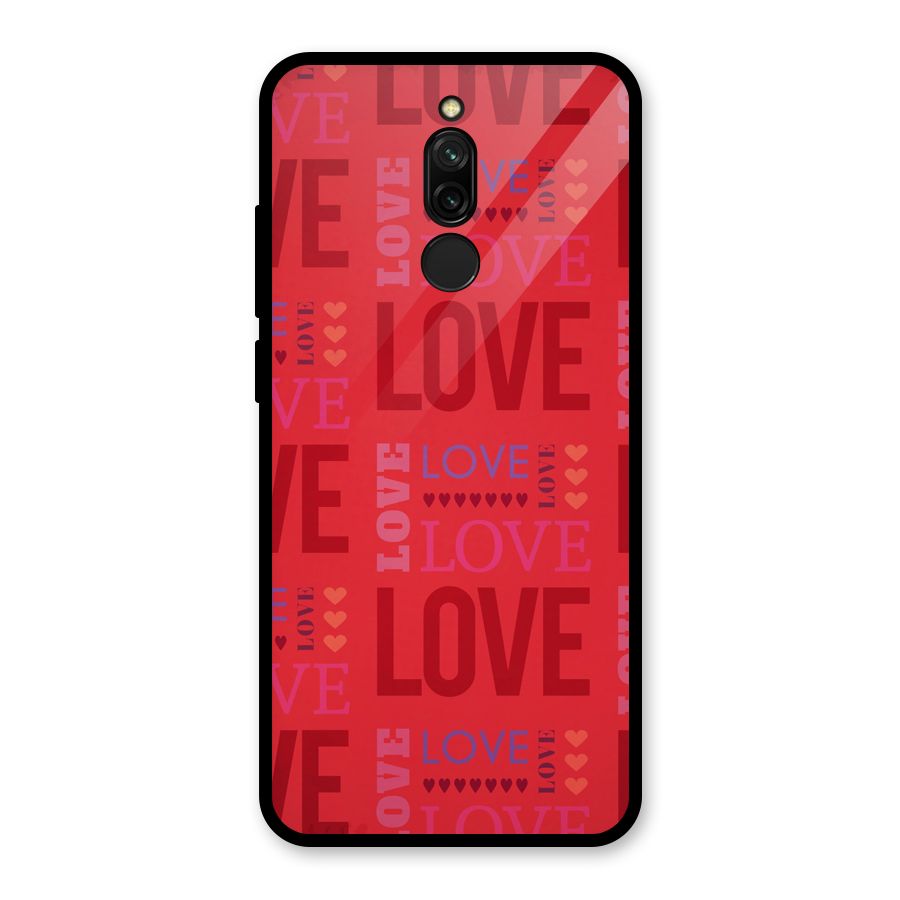 Love Pattern Glass Back Case for Redmi 8