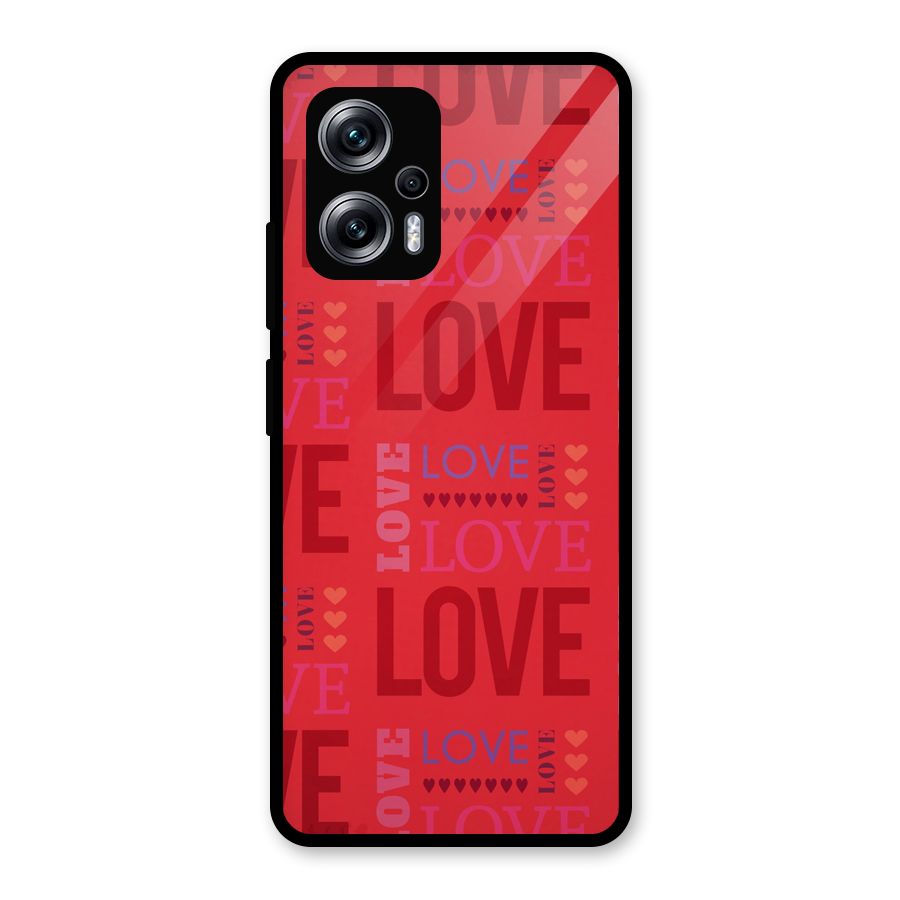 Love Pattern Glass Back Case for Redmi K50i