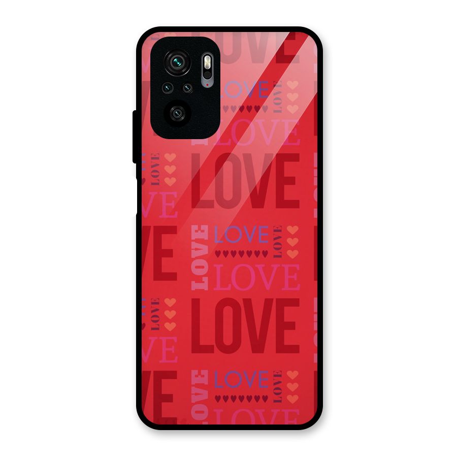 Love Pattern Glass Back Case for Redmi Note 10S