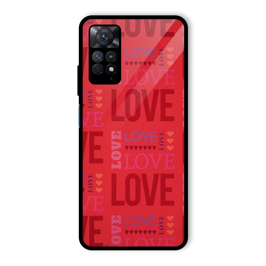 Love Pattern Glass Back Case for Redmi Note 11 Pro