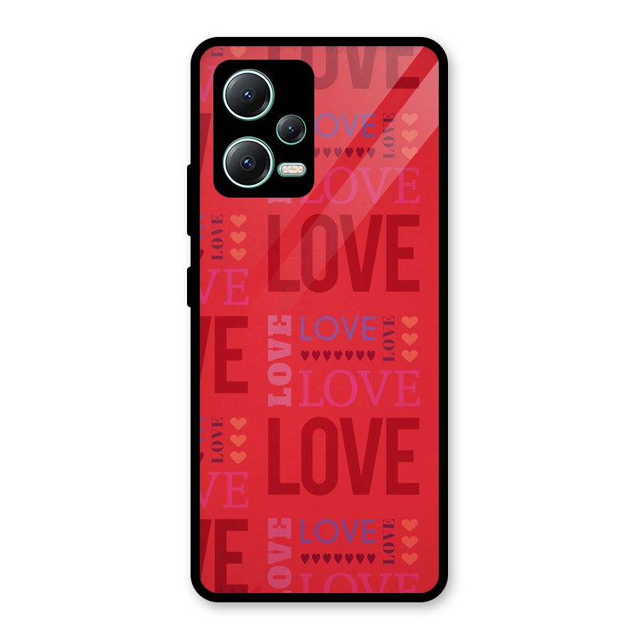 Love Pattern Glass Back Case for Redmi Note 12 5G