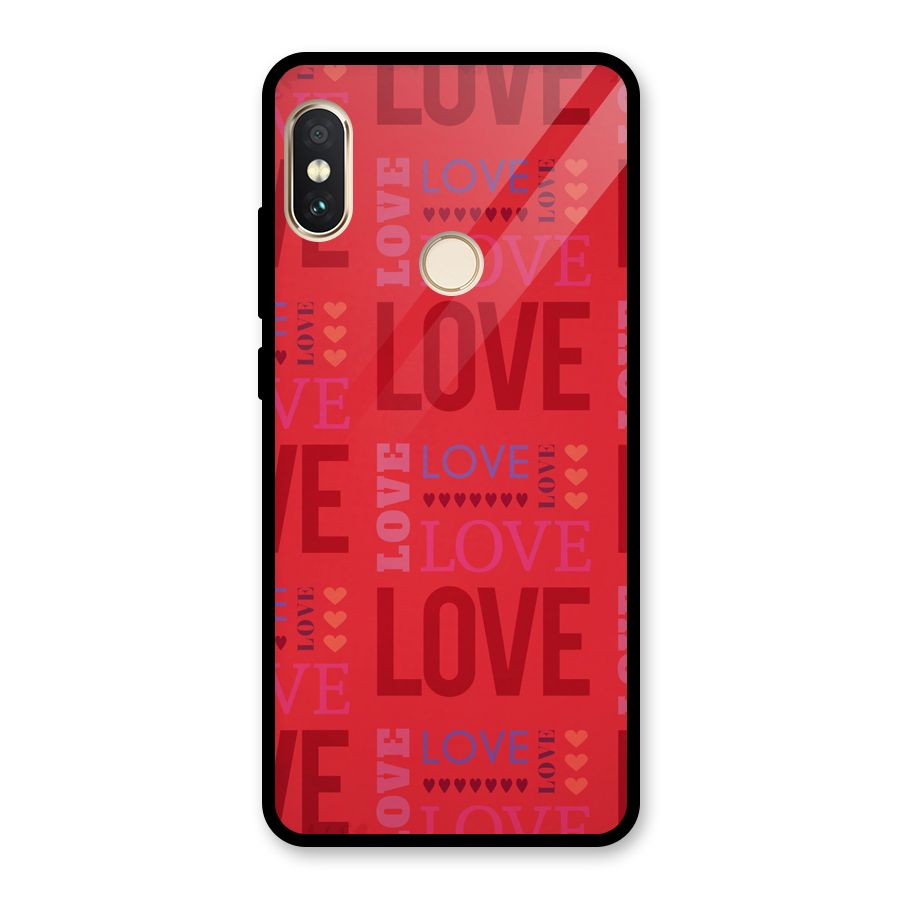 Love Pattern Glass Back Case for Redmi Note 5 Pro