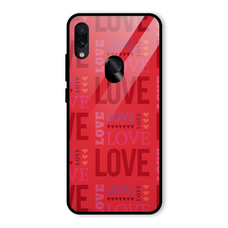 Love Pattern Glass Back Case for Redmi Note 7