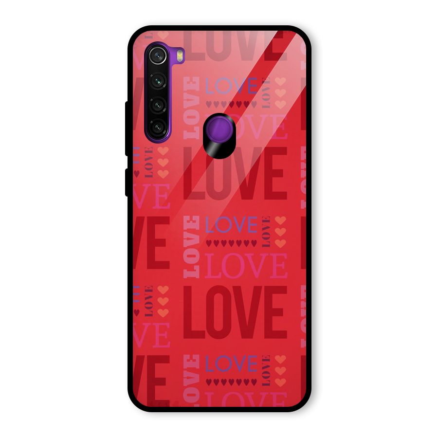 Love Pattern Glass Back Case for Redmi Note 8
