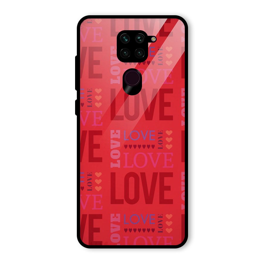 Love Pattern Glass Back Case for Redmi Note 9