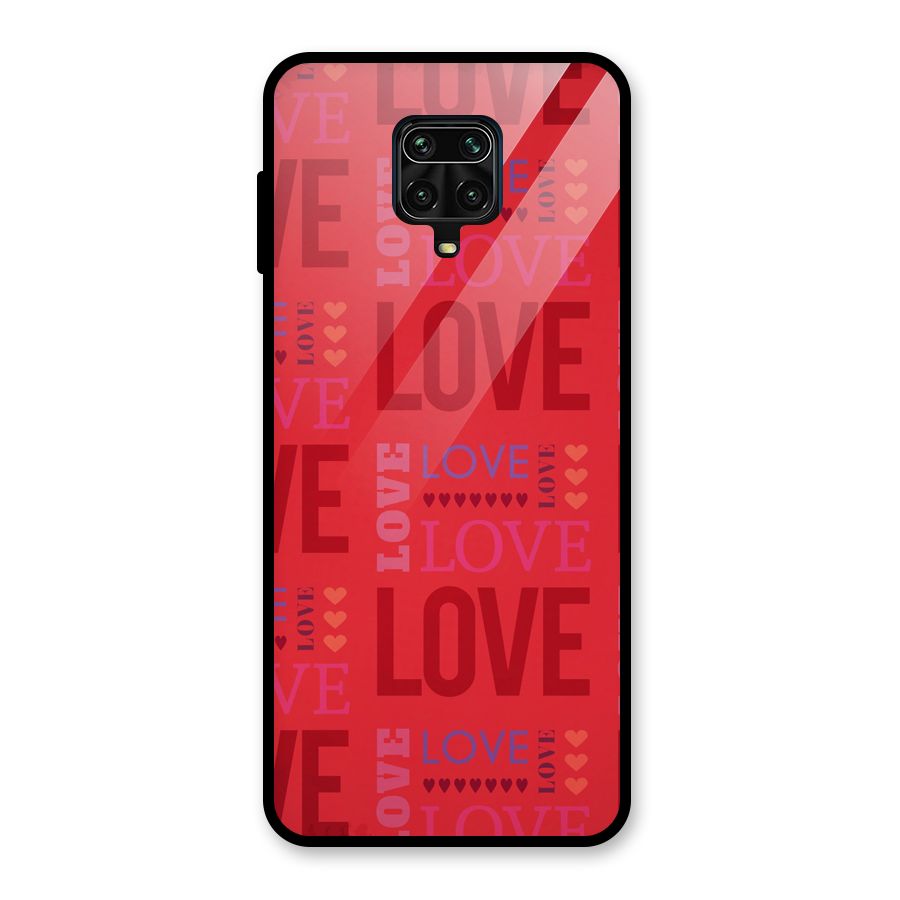 Love Pattern Glass Back Case for Redmi Note 9 Pro