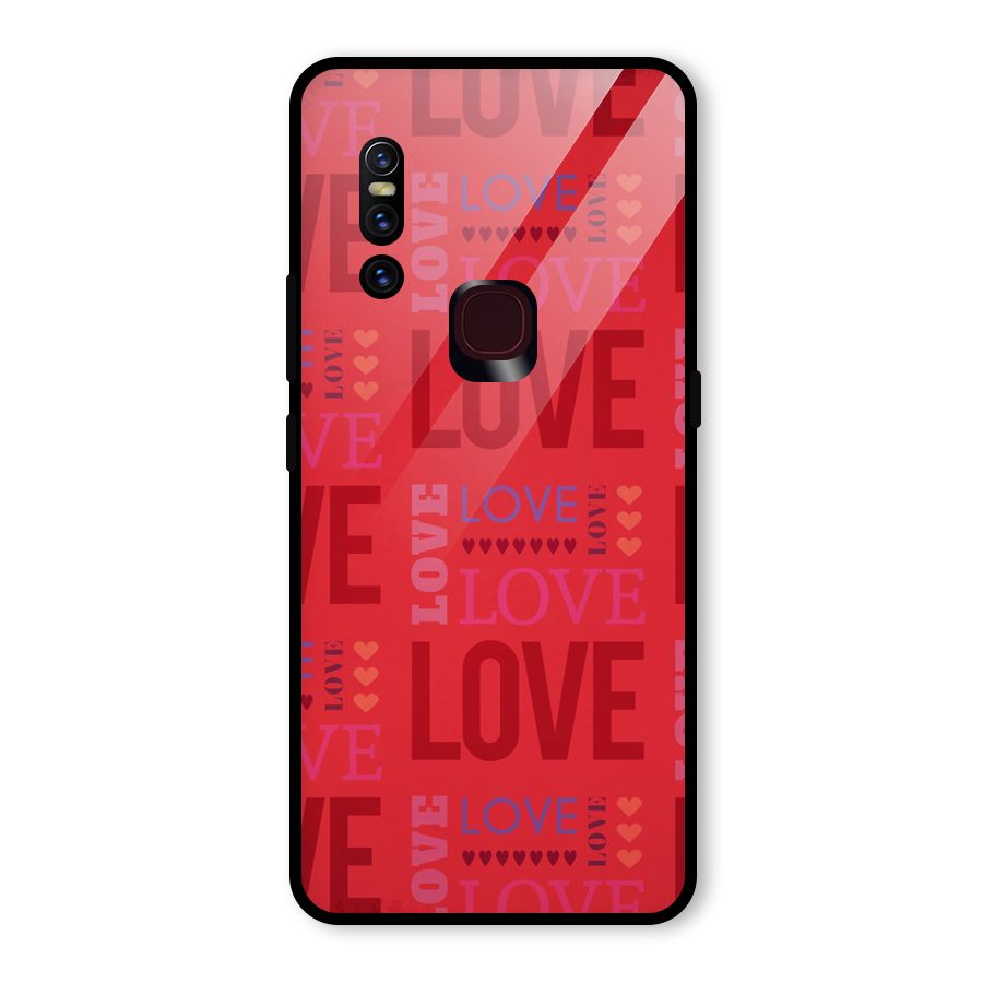 Love Pattern Glass Back Case for Vivo V15